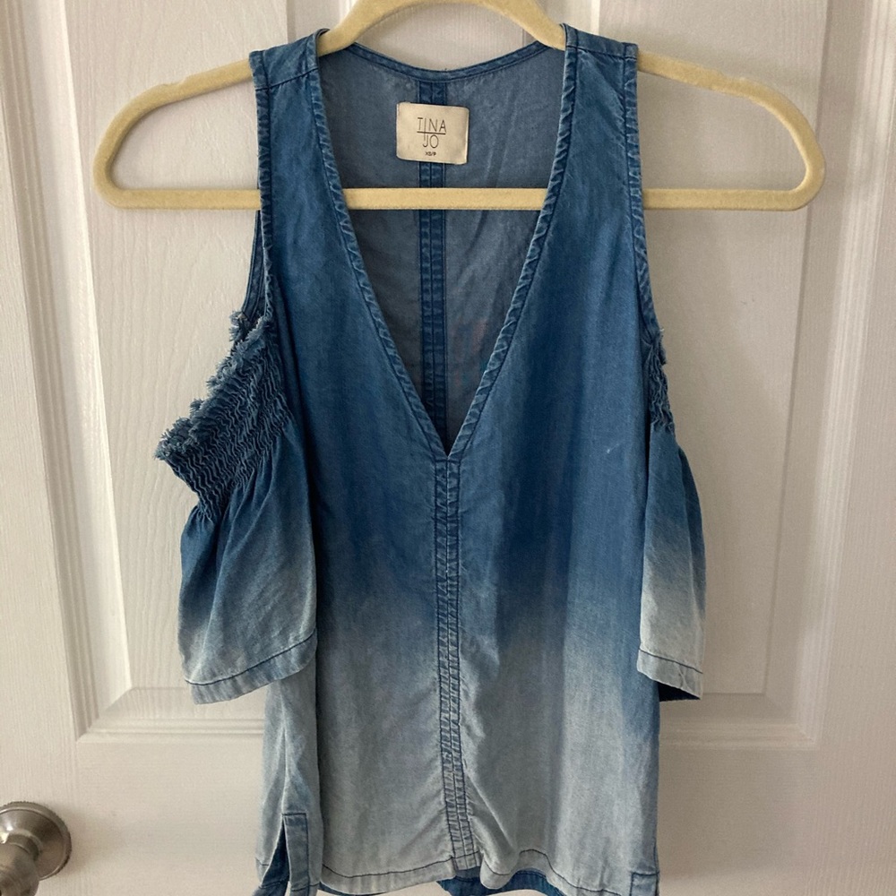 Anthropologie TinaJo Chambray Open Shoulder, XS